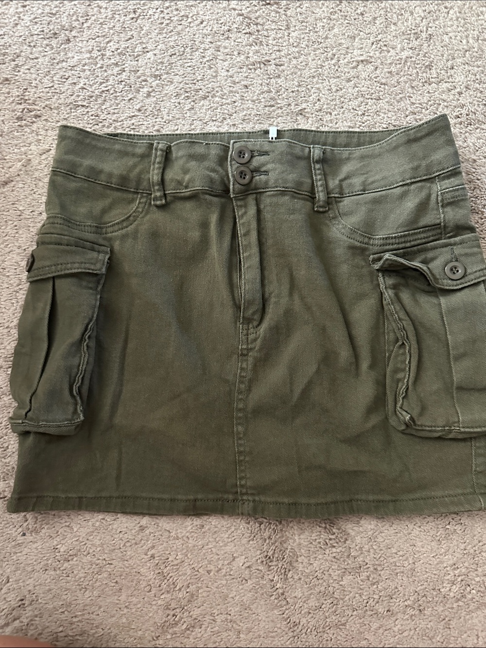 Olive Cargo Pocket Mini Skirt